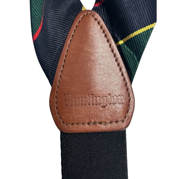 Mens Huntington Suspenders With Leather Loops & Adjustable Straps Navy & Striped - Picture 5 of 9